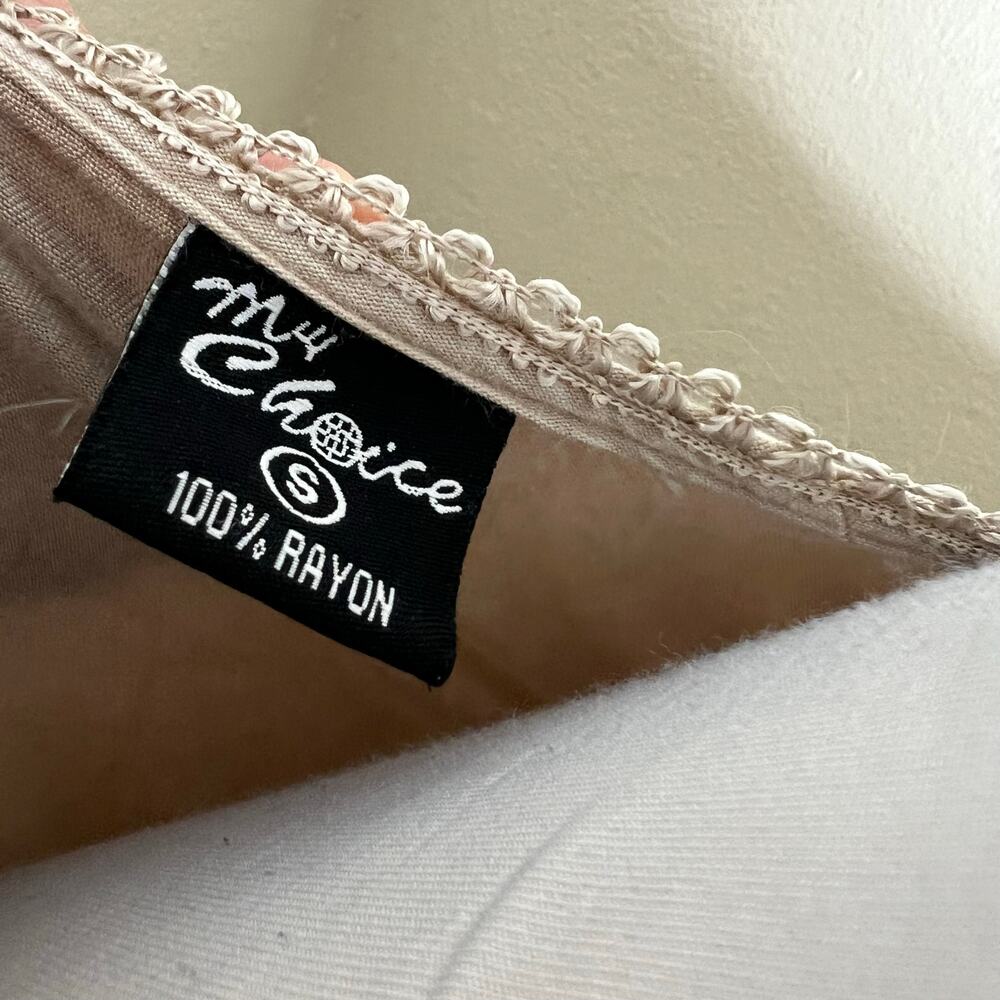My Choice Top Small Acid Wash Tie Back Embroidered India Boho Rayon Cottage - Picture 6 of 7